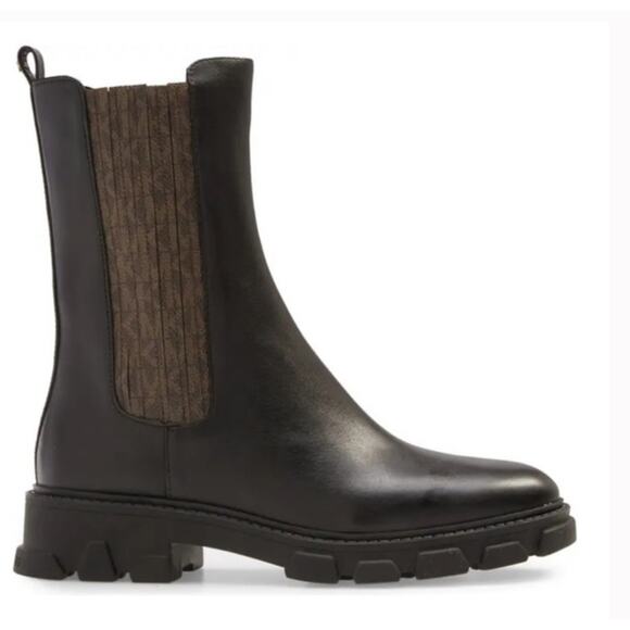 Michael Kors Leather Boots Black Lug Sole Pull-On Women’s 6 NWOB - Picture 3 of 9